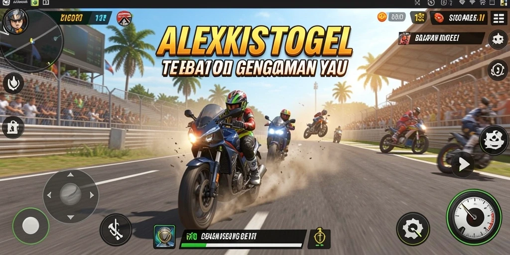 Tampilan gameplay seru ALEXISTOGEL saat berkompetisi di lintasan balap.