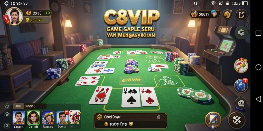 Tampilan gameplay seru C8VIP saat bermain Gaple online.