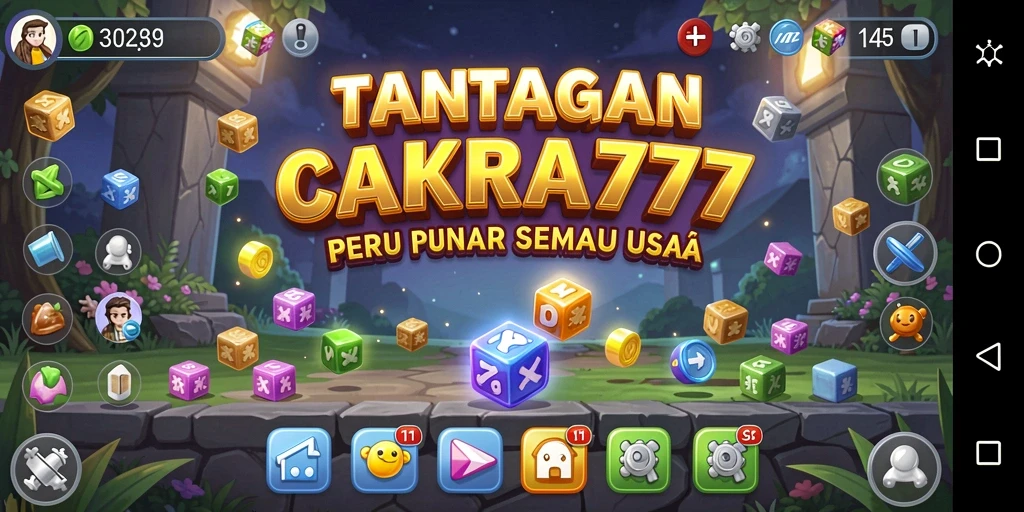 Screenshot gameplay CAKRA777 yang menampilkan puzzle menarik dan berwarna-warni.