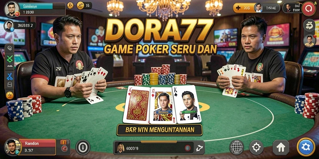 Tampilan menarik dari gameplay poker DORA77 yang mendebarkan.