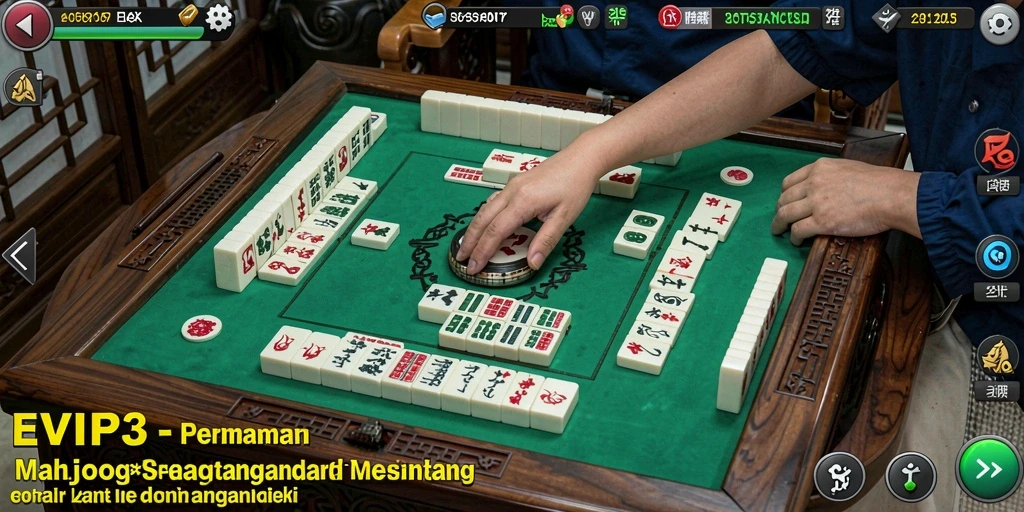 Tampilan gameplay seru dari EVIP3 yang menampilkan tantangan Mahjong.