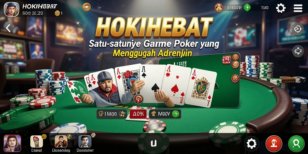 Tampilan menarik dari gameplay poker di HOKIHEBAT.
