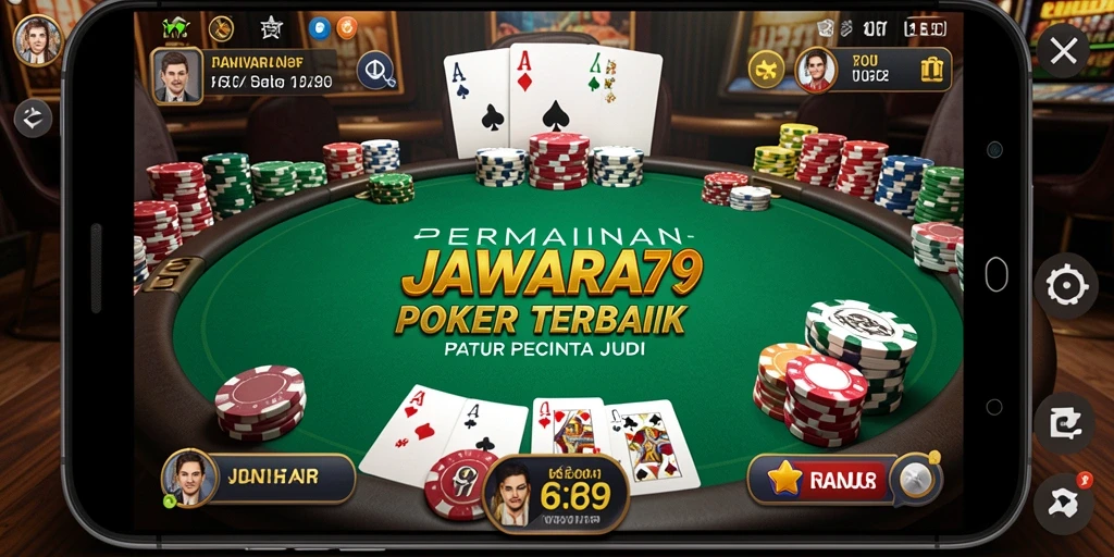 Tampilan gameplay seru dalam JAWARA79 yang menampilkan aksi poker.