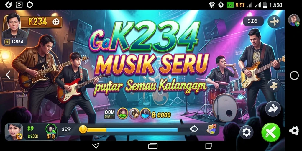 Tampilan utama K234 dengan gameplay musik yang seru dan interaktif.