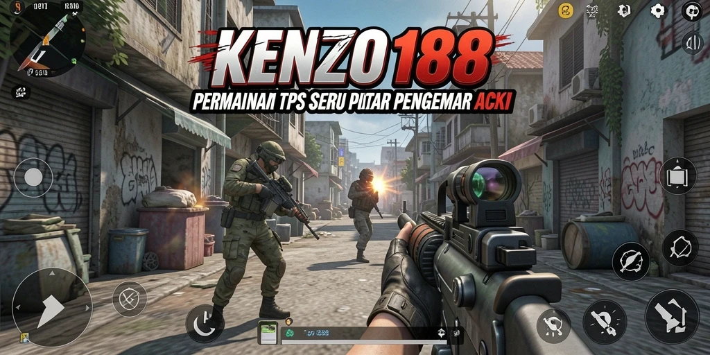Screenshot KENZO188 menampilkan aksi mendebarkan dalam gameplay TPS.