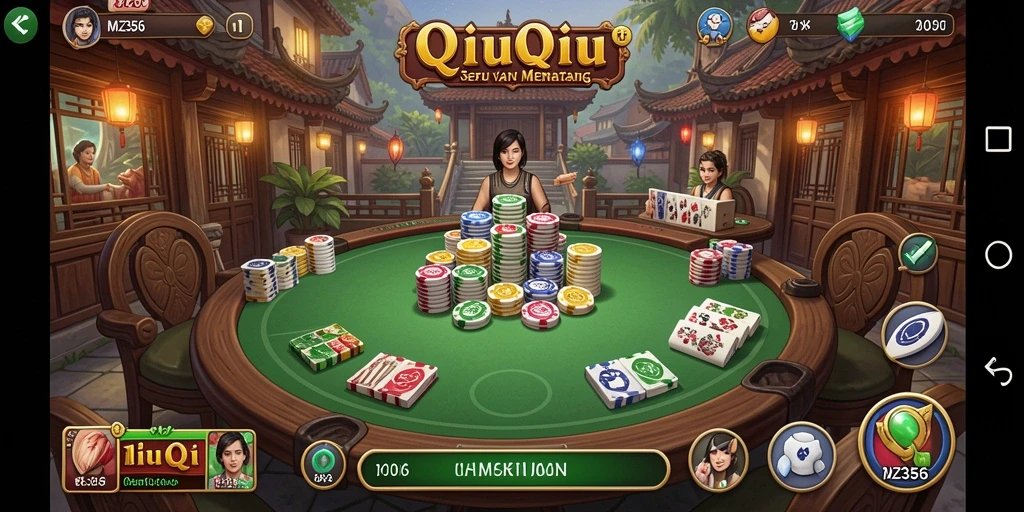 Screenshot gameplay MZ356 menampilkan momen seru dalam permainan QiuQiu.