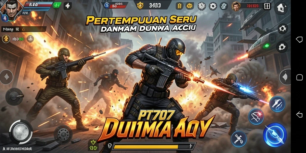 Tangkapan layar gameplay PT707 yang menunjukkan aksi mendebarkan.