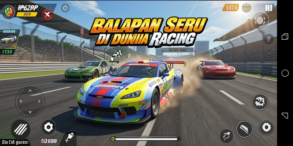 Screenshot dari gameplay balapan RP62RP yang penuh aksi.