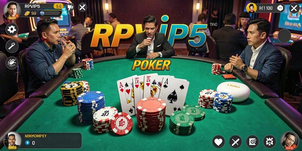 Tampilan gameplay menarik dari RPVIP5 yang menunjukkan aksi poker seru.