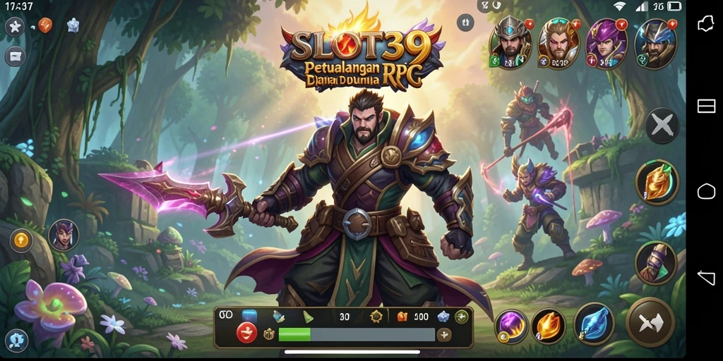 Screenshot menunjukkan aksi seru dalam petualangan RPG.