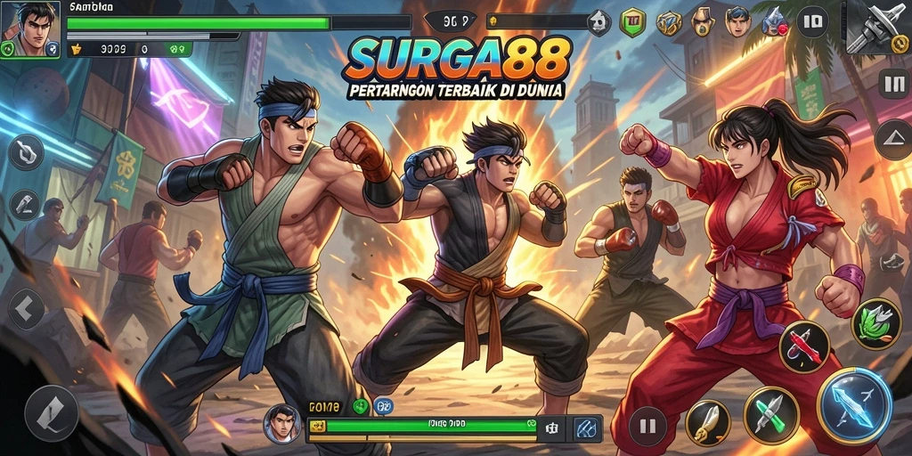 Gameplay SURGA88 yang mendebarkan dengan aksi pertarungan seru.